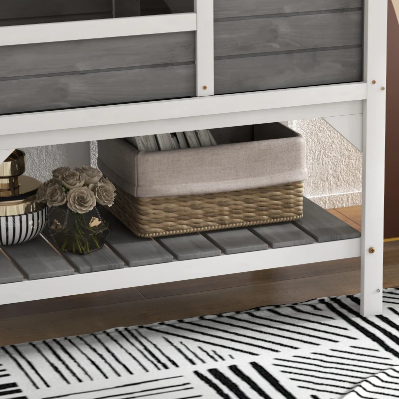 PawHut Tortoise Habitat with Shelf Storage Tortoise Gift Accessory with Weather Protection for Indoor, Light Gray