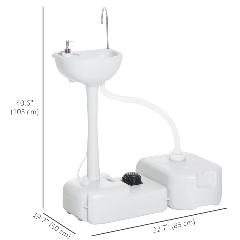 Outsunny Portable Camping Sink — Hand Wash Station Basin with Recovery Tank, Soap Dispenser and Towel Holder