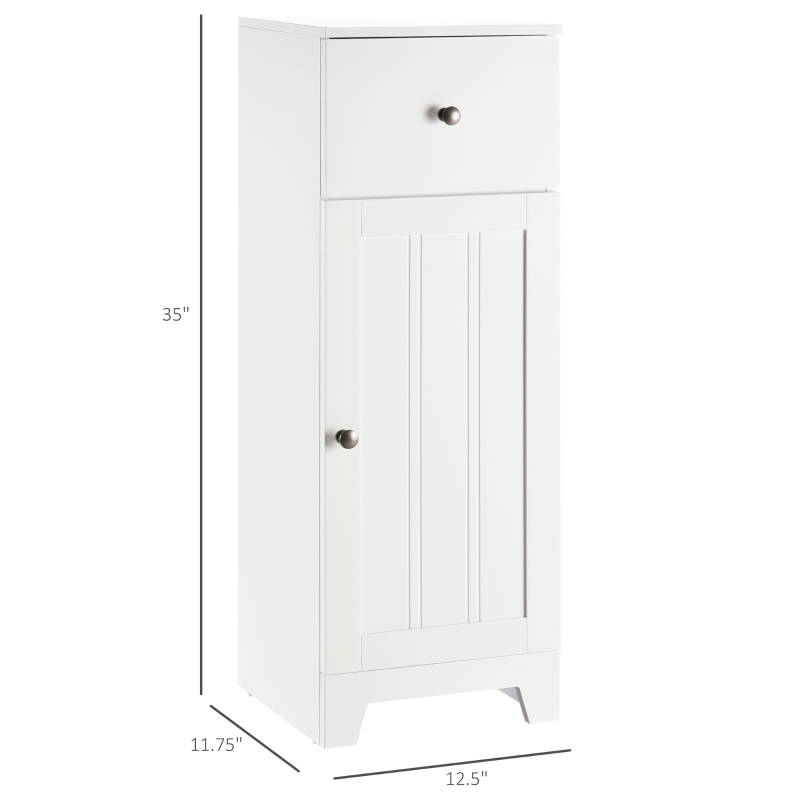 kleankin Short Bathroom Storage Cabinet, Cabinet Organizer with 1 Drawer and Adjustable Shelf for Living Room, White