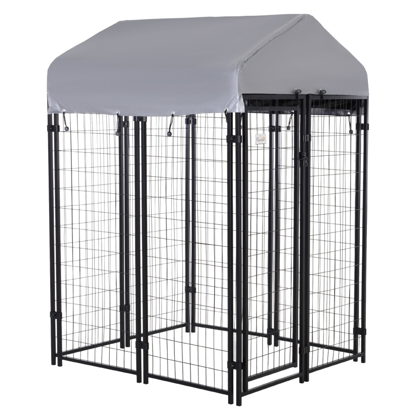PawHut Outdoor Galvanized Metal Dog Kennel Playpen with UV