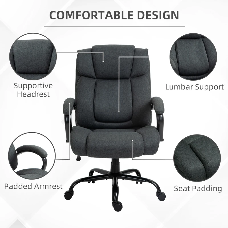 Vinsetto Executive Office Chair with Wide Seat, Computer Desk Chair with Adjustable Height, Swivel Wheels, Gray