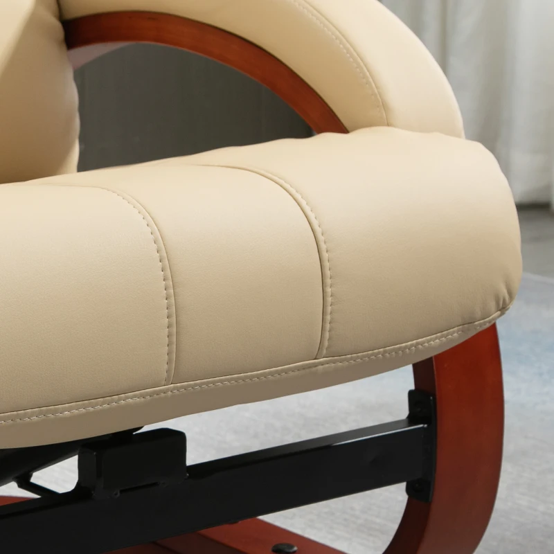 HOMCOM Recliner Chair with Ottoman, Electric Faux Leather Recliner with 10 Vibration Points and 5 Massage Mode, Reclining Chair with Remote Control, Swivel Wood Base and Side Pocket, Beige
