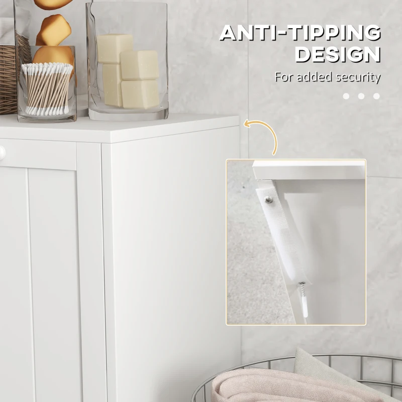 kleankin Tilt-out Laundry Storage Cabinet with 2 Compartment Hampers, White