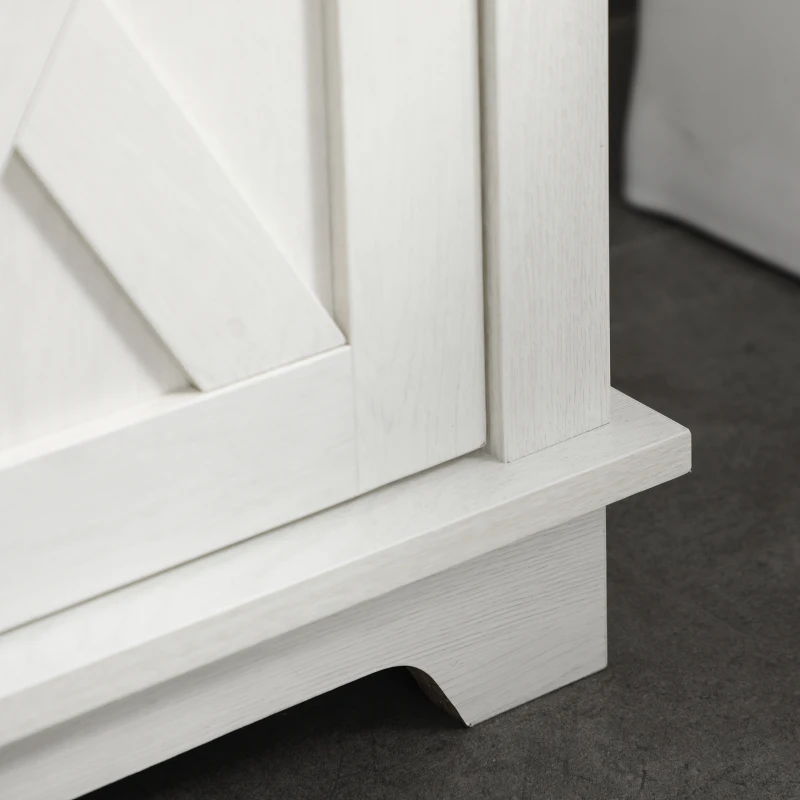 kleankin Modern Farmhouse Bathroom Sink Cabinet, Pedestal Sink Storage Cabinet with Double Doors and Shelves, White