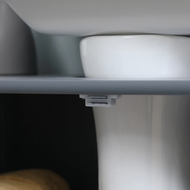 HOMCOM Under Sink Bathroom Cabinet, Pedestal Sink Storage Cabinet with 2 Doors, Shelf and U-Shape, Gray