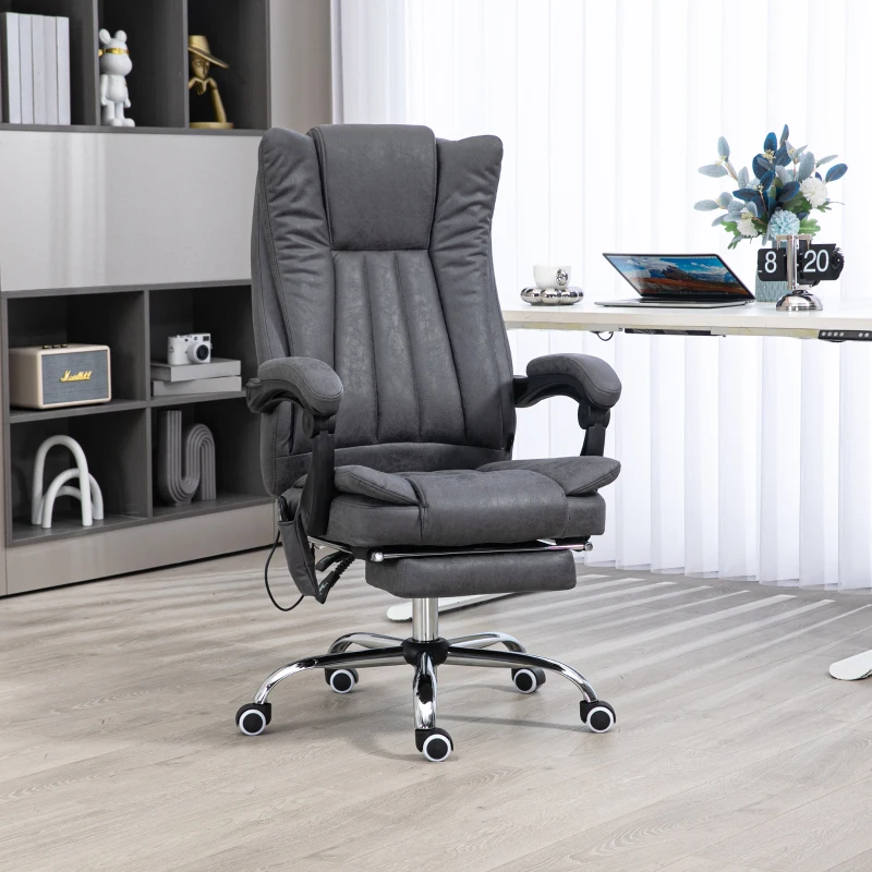 Vinsetto Massage Office Chair with 6 Points and Heat, Reclining Computer Chair with Adjustable Height and Footrest, Dark Blue