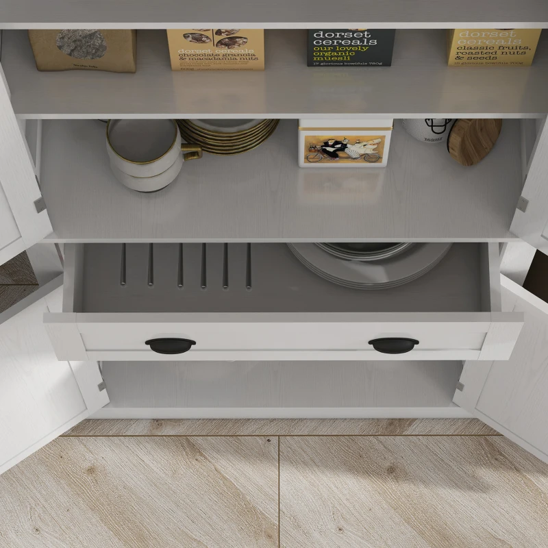 HOMCOM 72.5" Kitchen Cabinet, Pantry Storage Cabinet with Doors and Shelves, Freestanding Food Pantry Cabinet, White Wood Grain