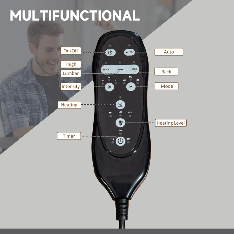 Vinsetto Massage Office Chair, 6 Points and Heat, Reclining Computer Chair with High Back, Adjustable Height and Footrest, Black