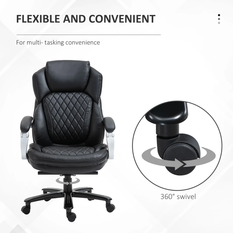 Vinsetto Big and Tall Executive Office Chair with Wide Seat, Computer Desk Chair with High Back Diamond Stitching, Adjustable Height & Swivel Wheels, Black