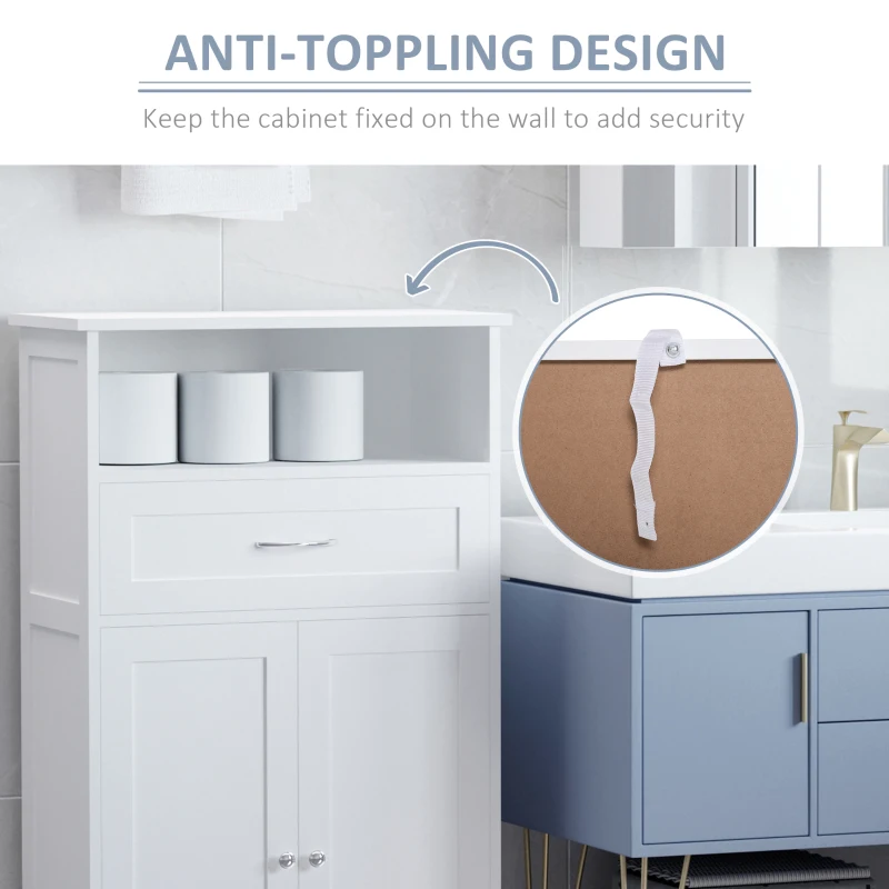 kleankin Modern Bathroom Floor Cabinet, Free Standing Storage Cabinet, Linen Cabinet with Drawer and Adjustable Shelf, White