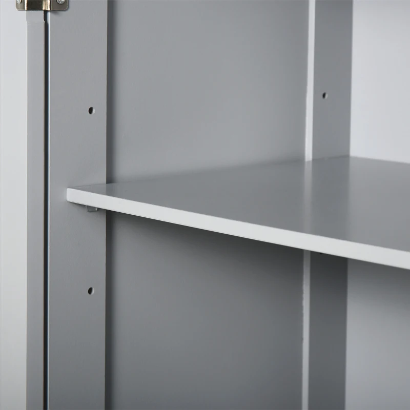 Kleankin Freestanding Bathroom Floor Cabinet, Wooden Bathroom Cabinet with 2 Doors, 2 Drawers and Adjustable Shelf, Gray