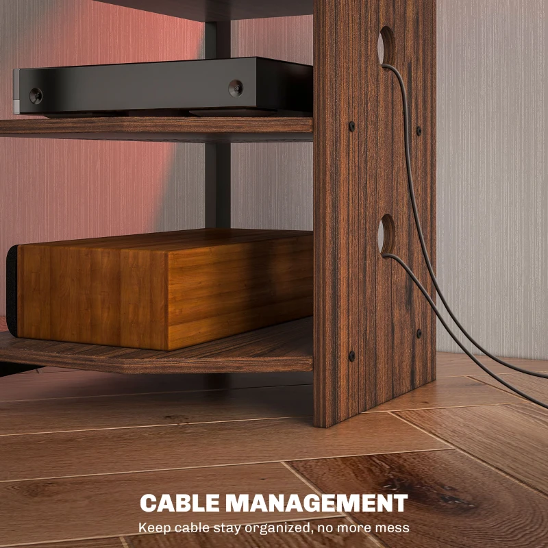 HOMCOM TV Stand for TVs up to 29", Entertainment Center with 4-Tier Storage Shelves and LED Lights for Living Room