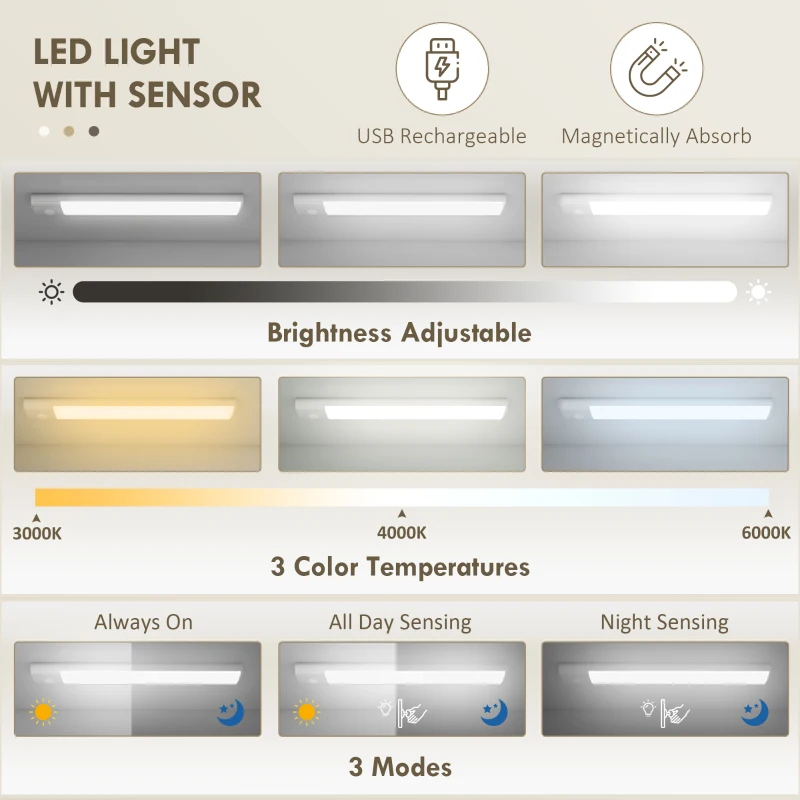 HOMCOM 64" Tall Kitchen Pantry Cabinet with Motion Sensor Light, Spice Racks and Adjustable Shelves, White