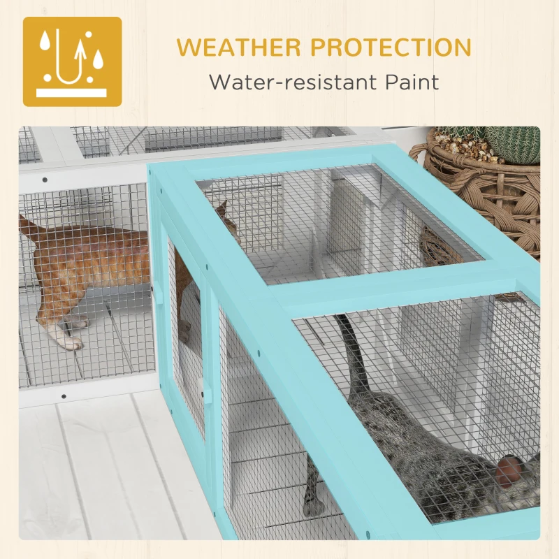 PawHut Wooden 98" Cat Tunnel for Outdoor with Combinable Design, 8 Doors, White