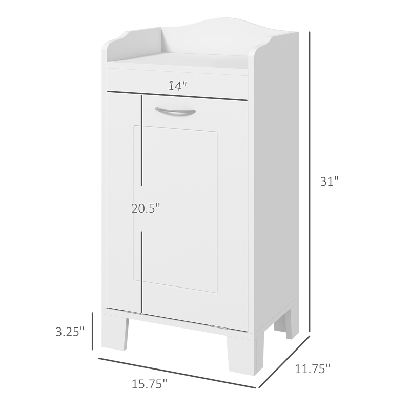 HOMCOM 31" Tilt Out Laundry Hamper, Free Standing Home Organizer Hamper, Bathroom Storage Cabinet, White
