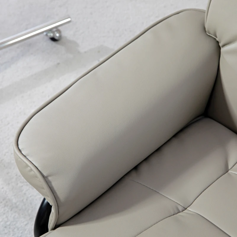 HOMCOM Faux Leather Recliner with Ottoman, Swivel Recliner Chair and Ottoman with High Back and Wood Base, Gray