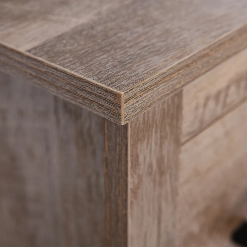 kleankin Bathroom Floor Cabinet Storage with Drawer and Adjustable Shelf for Entryway or Living Room, Barnwood