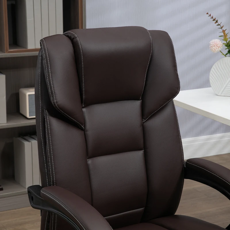 Vinsetto 6 Point Vibration Massage Office Chair with Heat, PU Leather Computer Chair with Adjustable Height Reclining Back, Brown