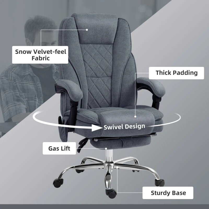 Vinsetto Massage Office Chair, Heated Reclining Computer Chair with Adjustable Height and Footrest, Charcoal Gray