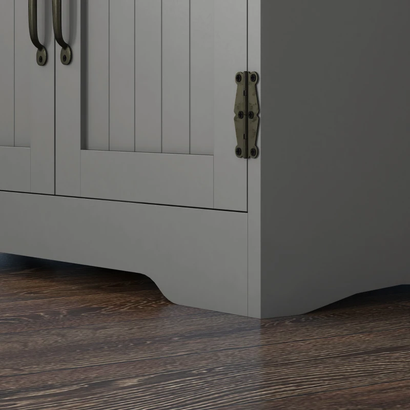 HOMCOM Accent Floor Storage Cabinet Kitchen Pantry with Adjustable Shelves and 2 Lower Doors, Gray
