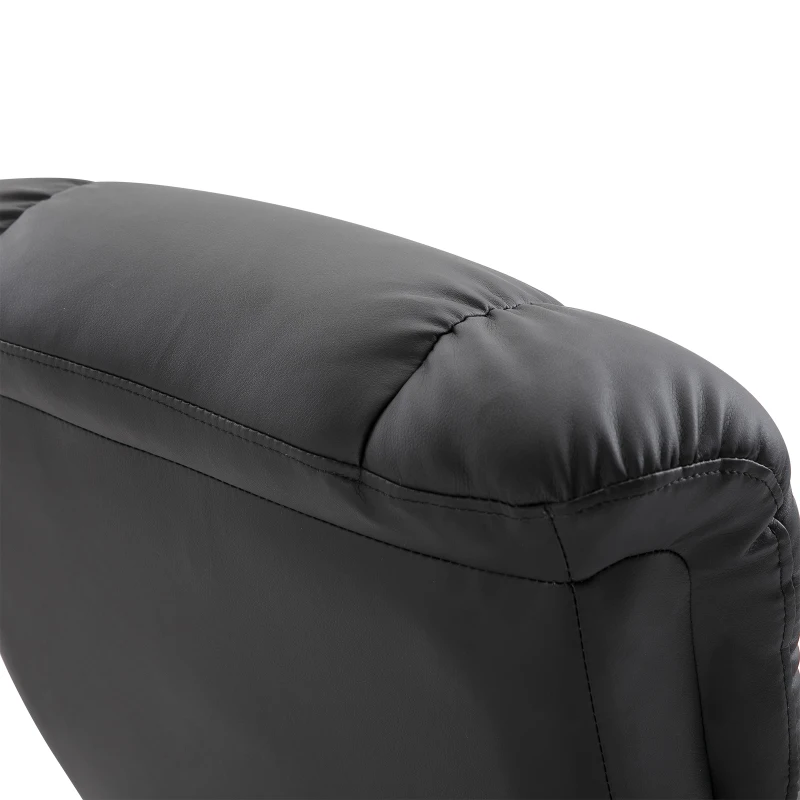HOMCOM Massage Recliner Chair with Ottoman, 360° Swivel Recliner and Footstool, 10 Point Vibration, PU Leather Reclining Chair with Side Pocket and Remote Control, Black