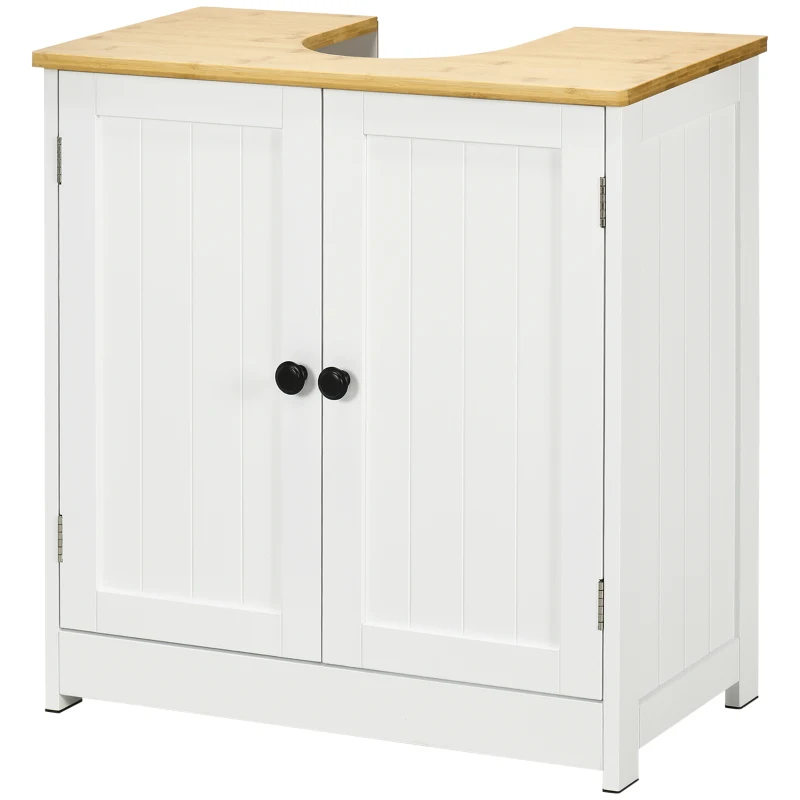 kleankin Bathroom Vanities Under Sink Storage Cabinet Cupboard with 2 Doors, 23.5" x 11.75" x 24", White