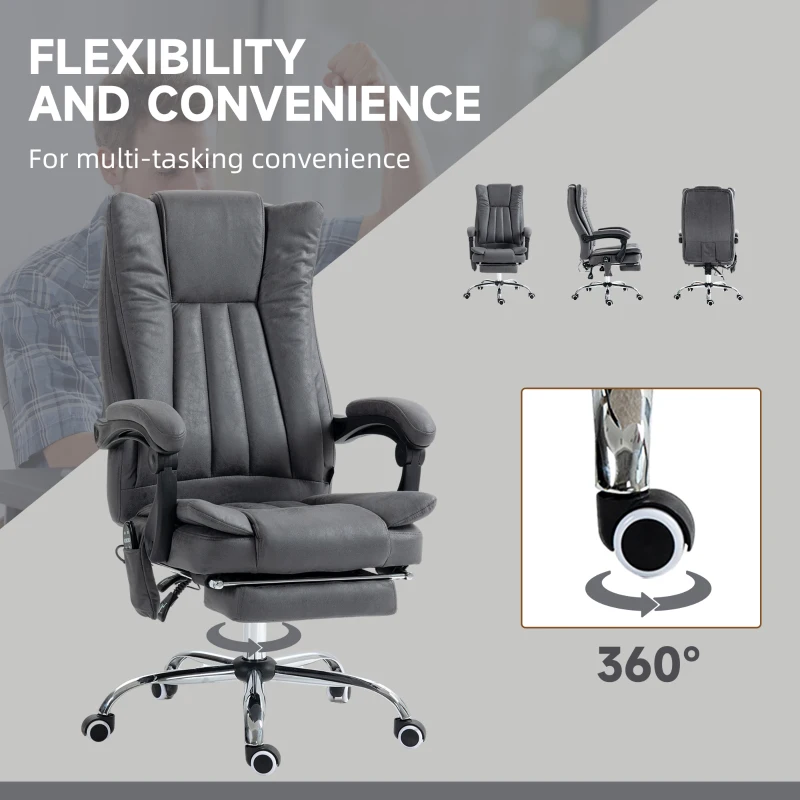 Vinsetto Massage Office Chair with 6 Points and Heat, Reclining Computer Chair with Adjustable Height and Footrest, Dark Blue