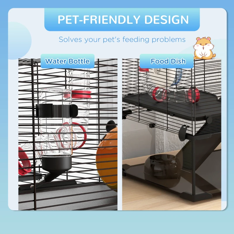 PawHut 31" Hamster Cage with Tube and Tunnel, Deep Glass Bottom