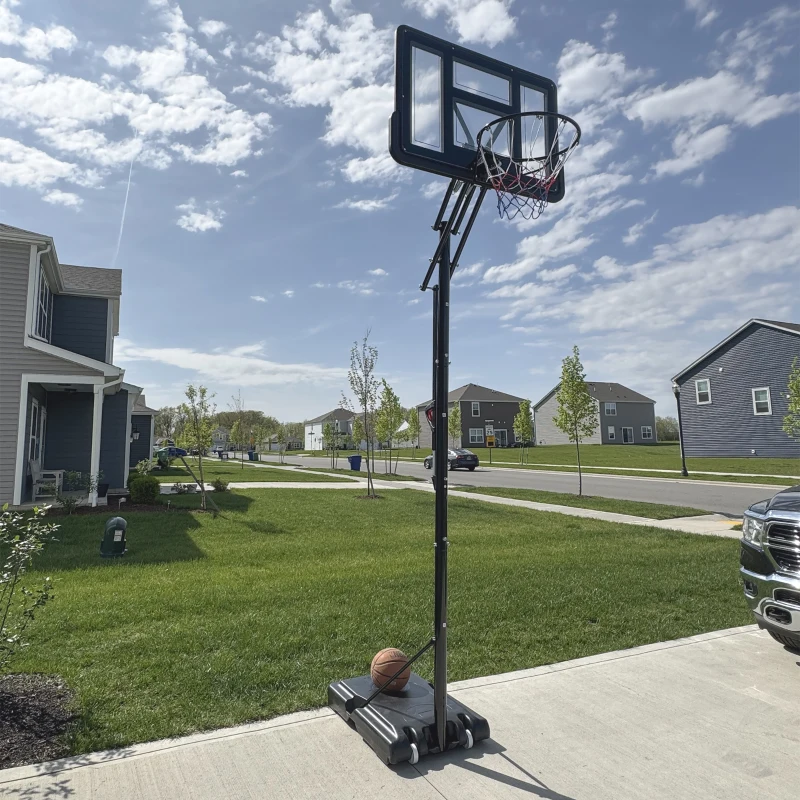 Soozier 7.7-10' Basketball Hoop, Freestanding Basketball System with 43" Shatterproof Backboard and Wheels