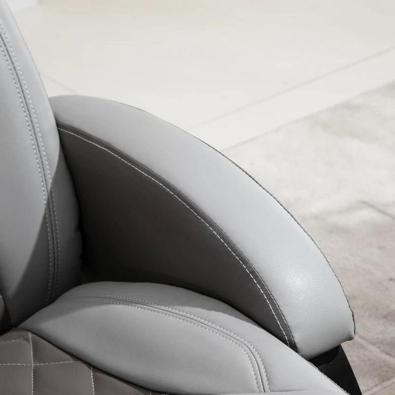 HOMCOM Faux Leather Manual Recliner, Adjustable Swivel Lounge Chair, Armchair with Footrest and Round Base for Living Room, Gray