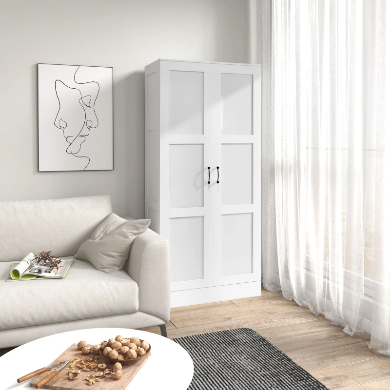 HOMCOM 71" Tall Storage Cabinet with Movable Storage Shelves, Modern Style Pantry Cupboard Cabinet with Soft Close Doors, White