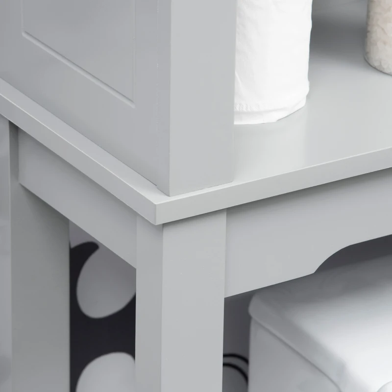 kleankin Modern Over The Toilet Storage Cabinet, Double Door Bathroom Organizer with Inner Adjustable Shelf and Open Shelf, Gray