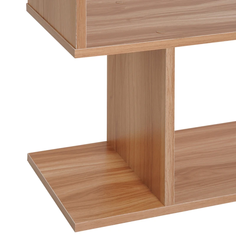 HOMCOM 76" 6-Tier Geometric Wooden Bookcase S Shaped Storage Display Bookshelf Modern shelf Open Concept Living Room Home Office Furniture, Maple