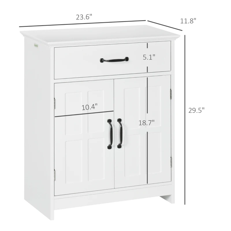 kleankin Bathroom Storage Cabinet, Modern Bathroom Cabinet with 2 Doors, Storage Drawer & Adjustable Shelf, White
