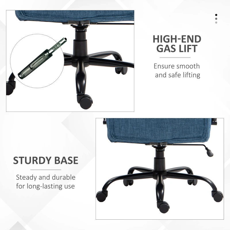 Vinsetto 500lbs Big and Tall Office Chair, Executive Computer Chair with Adjustable Height, Swivel Wheels, Blue