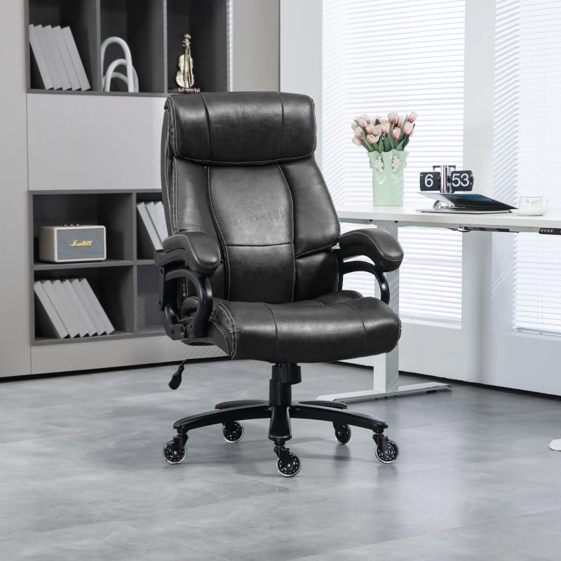 Vinsetto Big and Tall Office Chair, 400 lbs, Executive Comfy Computer Chair with PU Leather, Swivel Wheels, Black
