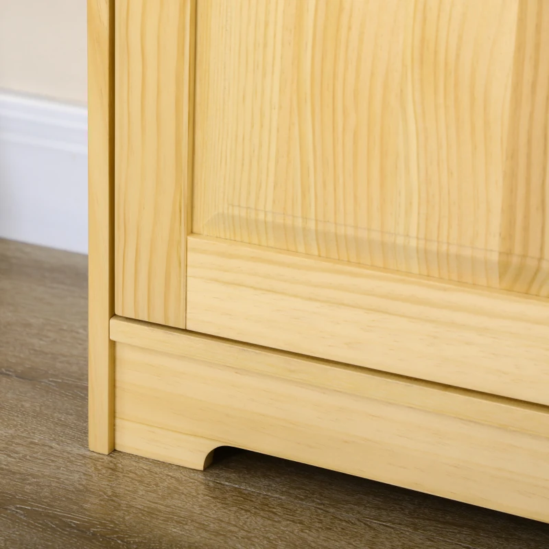 HOMCOM 67" Pinewood Kitchen Pantry Storage Cabinet, Freestanding Cabinets with Doors and Shelves, Dining Room