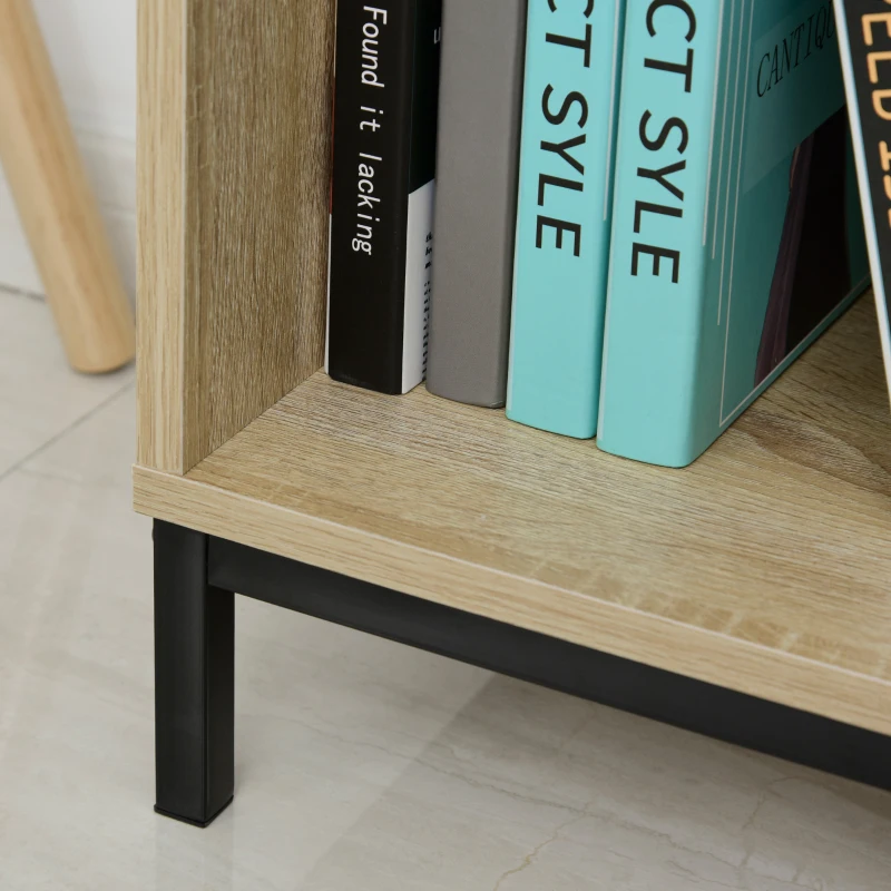 HOMCOM 59" Bookcase, Storage Bookshelf with Cabinets, Drawer and Open Compartments, Freestanding Display Shelves for Home Office, Living Room, Study, Nature Wood