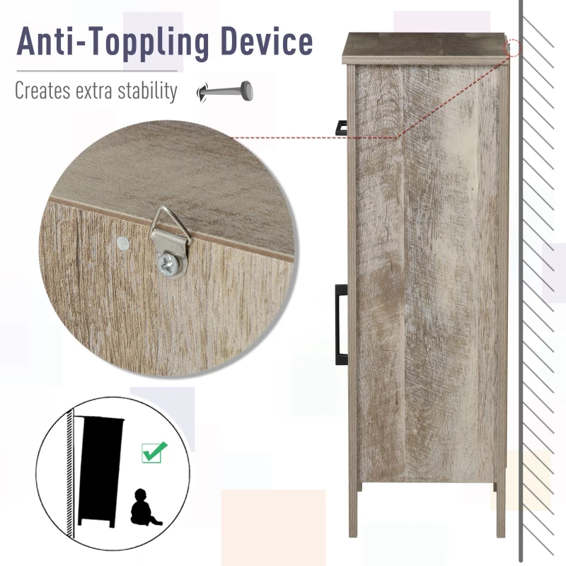 kleankin Bathroom Floor Cabinet Storage with Drawer and Adjustable Shelf for Entryway or Living Room, Barnwood