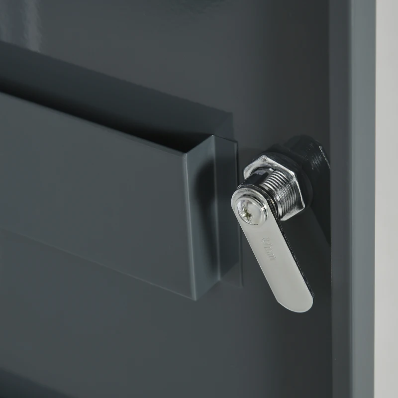 kleankin Bathroom Medicine Cabinet with Shelves Inside & On Door, Locking Medical Cabinet for Child & Pet Safety, First Aid Bathroom Wall Cabinet, White and Gray