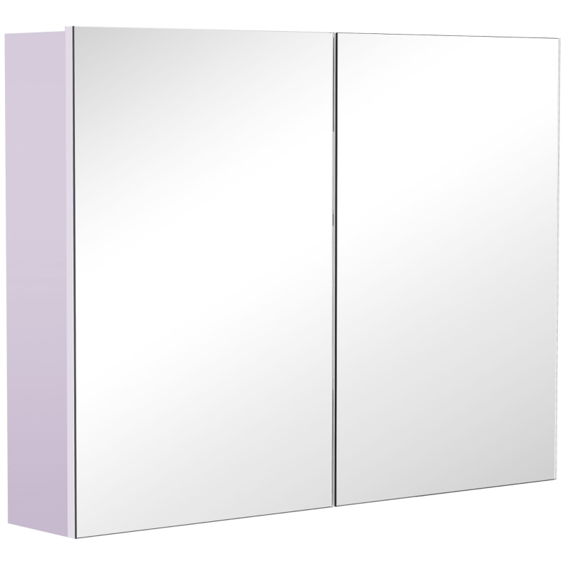 HOMCOM Double Door Wall Mounted Bathroom Mirror, 31.5" x 23.5" Medicine Cabinet with Modern Design, Large Storage, & Quiet Hinges