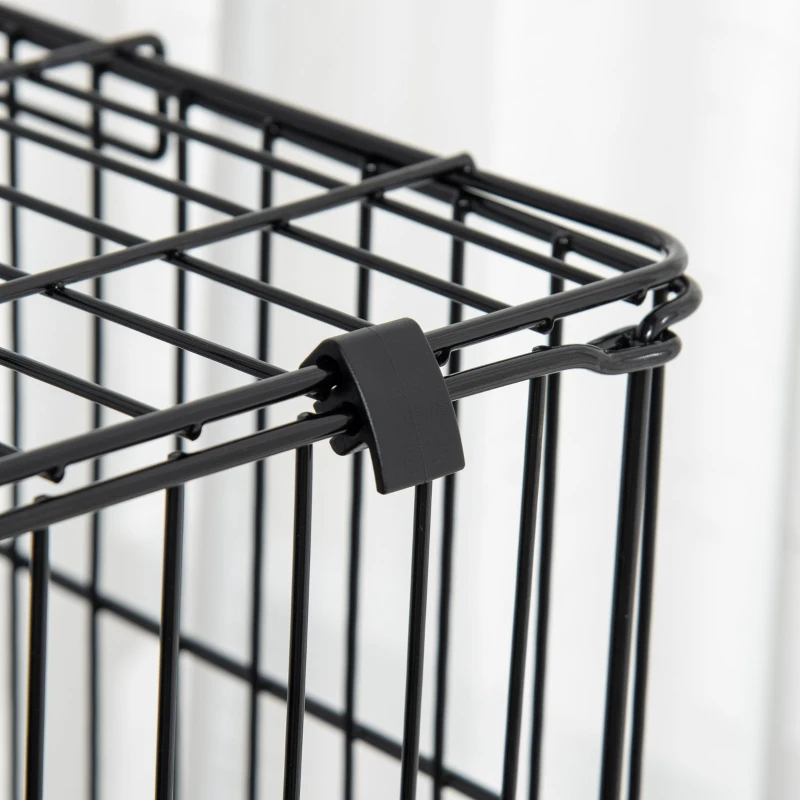 PawHut 32"L 4-Level Small Animal Cage Rabbit Hutch with Universal Lockable Wheels, Slide-out Tray for Bunny, Chinchillas, Ferret, Black