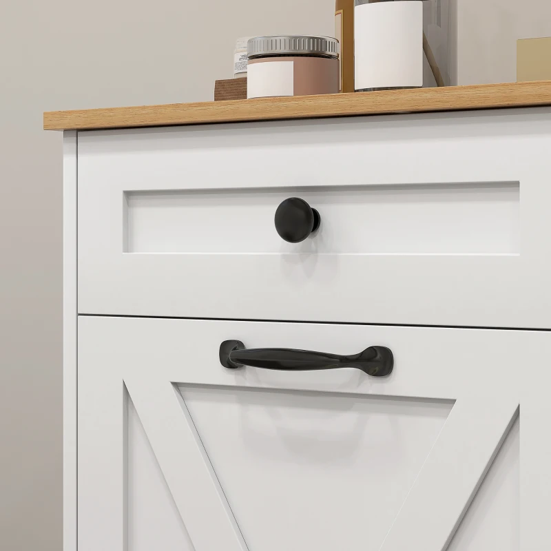 HOMCOM Tilt Out Laundry Hamper Cabinet, Bathroom Storage Cabinet with 2 Removable Baskets and 2 Drawers, White
