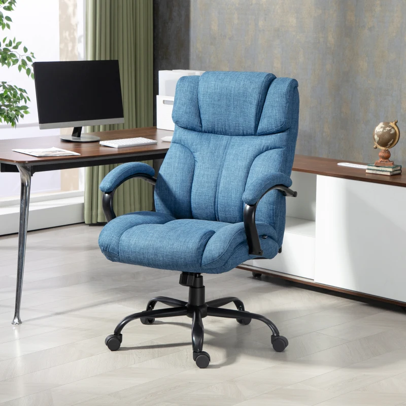 Vinsetto 500lbs Big and Tall Office Chair, Executive Computer Chair with Adjustable Height, Swivel Wheels, Blue