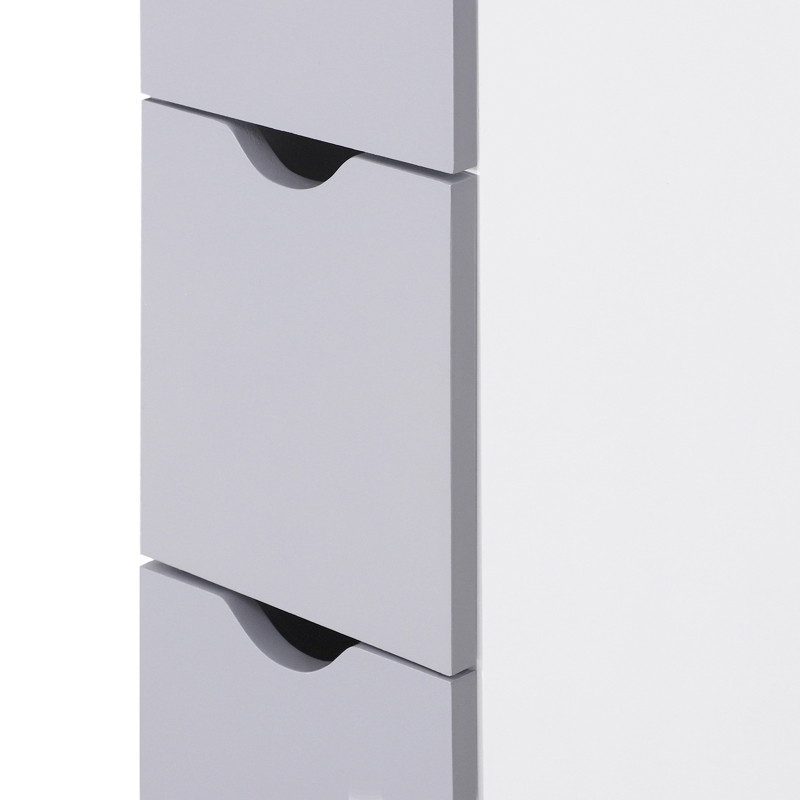 HOMCOM 54" Tall Bathroom Storage Cabinet, Freestanding Linen Tower with 2-Tier Shelf and Drawers, Narrow Side Floor Organizer, White
