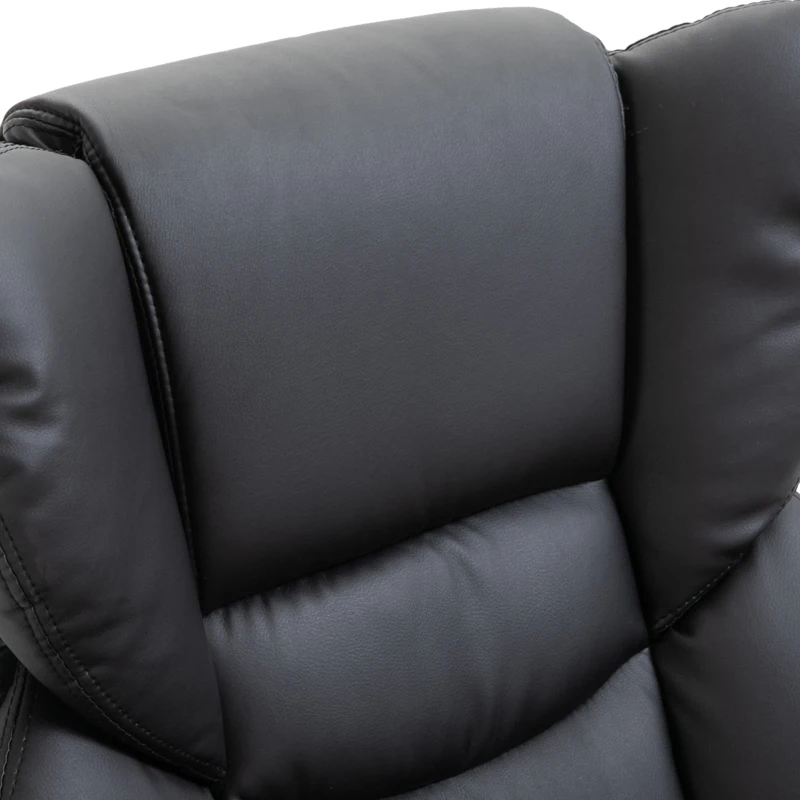 HOMCOM Massage Recliner Chair with Ottoman Footrest, 10 Vibration Points, 360° Swivel Reclining Chair, Faux Leather Living Room Chair with Side Pocket and Remote Control, Black