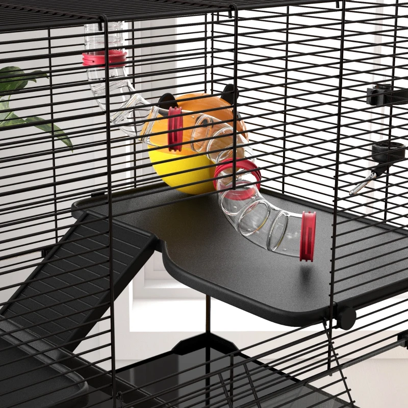 PawHut 31" Hamster Cage with Tube and Tunnel, Deep Glass Bottom