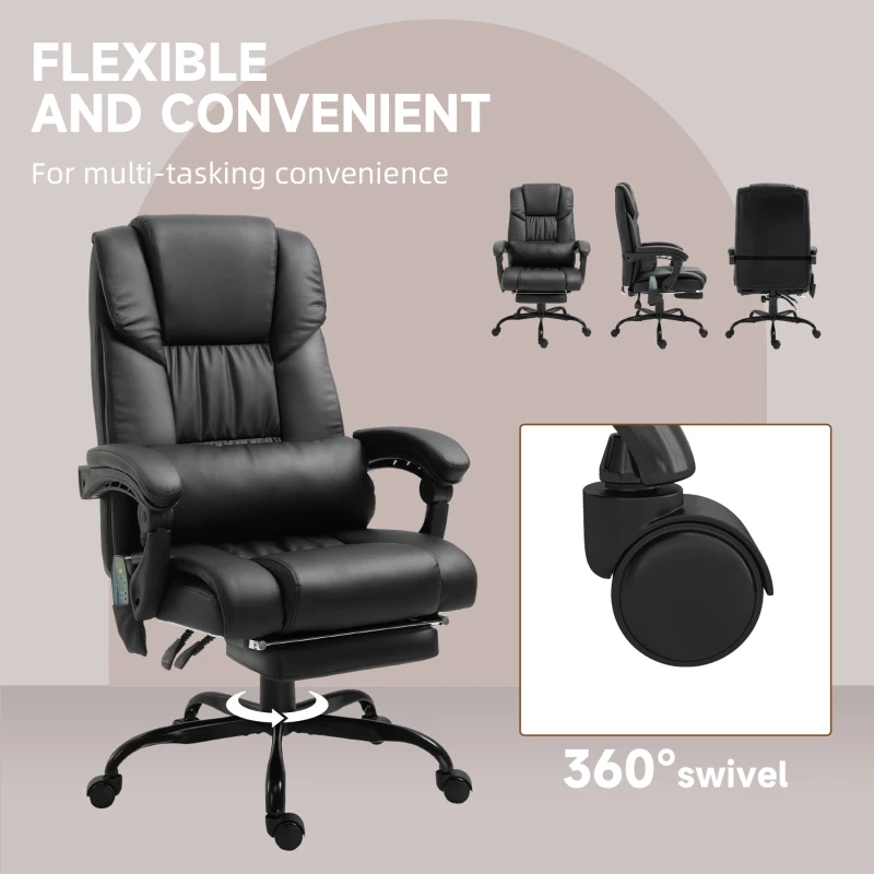 Vinsetto Massage Office Chair with 6 Vibrating Points, High Back Reclining Office Chair with Footrest and Remote, Black