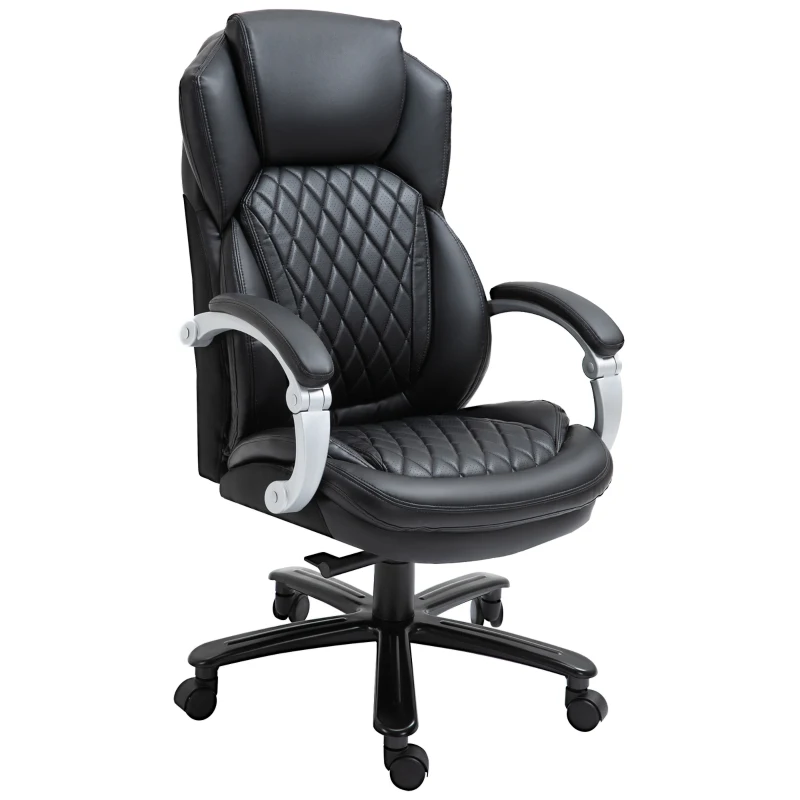 Vinsetto Big and Tall Executive Office Chair with Wide Seat, Computer Desk Chair with High Back Diamond Stitching, Adjustable Height & Swivel Wheels, Black