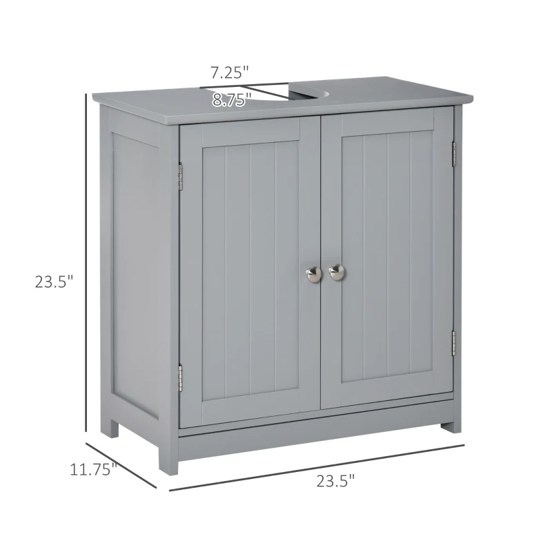kleankin Bathroom Vanities, Bathroom Sink Cabinets with U-Shape Cut-Out and Adjustable Internal Shelf, Gray
